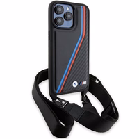 BMW M Edition Carbon Tricolor Lines & Strap ümbris jaoks iPhone 15 Pro Max - must