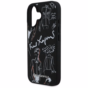 Karl Lagerfeld Grained Pattern & Logo MagSafe Ümbris for iPhone 16 - must