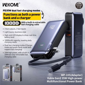 Power Bank WK Design "WP-105" Grey 10000mAh (35W)