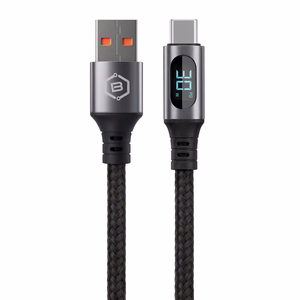 Blavec Zumi punutud kaabel USB - Type C QC 30W 3A LCD-ekraaniga 1m Apple CarPlay/Android Auto must