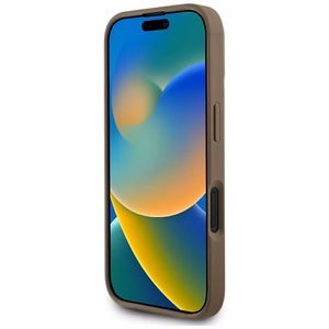 Guess Grained Hot Stamp Peony Triangle Logo MagSafe iPhone 16 Ümbris - Brown