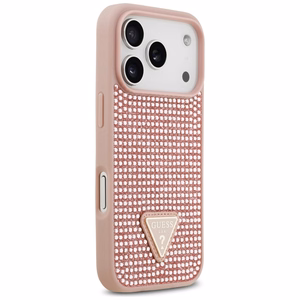 Guess Rhinestone Triangle Logo чехол для iPhone 17 Pro - розовый
