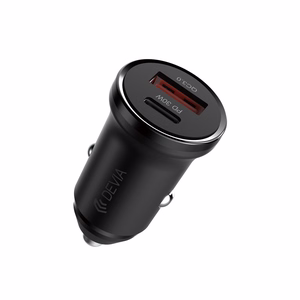 Devia autolaadija Smart Mini PD QC 3.0 30W 1x USB 1x USB-C valge