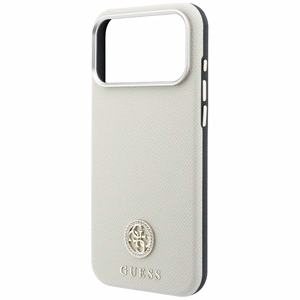 Guess Grained Round Strass Logo MagSafe ümbris iPhone 18 Pro / 17 Pro – beež