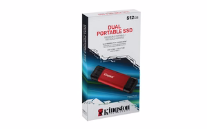 Kingston Technology 512GB kahekordne USB-A/C kaasaskantav SSD, kuni 1050MB/s USB 3.2 Gen 2