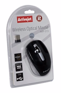 Activejet AMY-313 juhtmevaba USB hiir (optiline; 1200 DPI; must ja hall)
