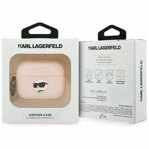 Karl Lagerfeld Silicone Chaupette Head 3D Ümbris jaoks AirPods Pro 3 - roosa