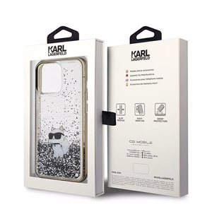 KARL LAGERFELD ümbris jaoks IPHONE 13 Pro Max KLHCP13XLKCNSK (Liquid Glitter C) läbipaistev