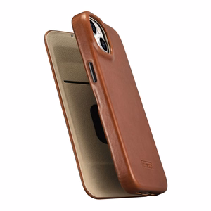 iCarer CE Oil Wax Premium Leather Folio Case iPhone 14 Plus magnetic flip case MagSafe brown (AKI14220707-BN)
