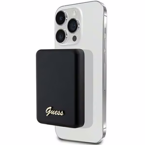 Guess MagSafe Metal Script Logo induktiivne elektripank 5W 3000mAh - must