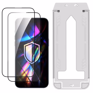LCD karastatud klaas (2 tk.) koos aplikaatoriga 3mk Hardy Hardura 9H Apple iPhone 15 Pro Max jaoks, must
