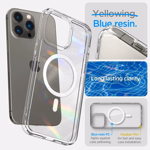 Spigen Ultra Hybrid Mag ümbris MagSafe'iga iPhone 14 Pro jaoks - läbipaistev/valge