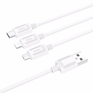 Kaabel 3in1 USB A to Lightning / Micro USB / USB C Hoco 2A 1 m X74 valge