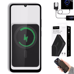 Krüger&Matz magnetiline juhtmevaba akupank, 10000 mAh, must
