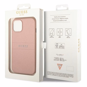 Guess GUHCP14MPSASBPI Saffiano with Metal Logo ümbris seadmele iPhone 14 Plus, roosa