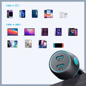 Autolaadija Joyroom „JR-CCN02" must 70W (2xUSB-C) LED-valgusega