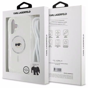 Karl Lagerfeld Crossbody IML Karl Head Magsafe Ümbris jaoks iPhone 16 - Clear
