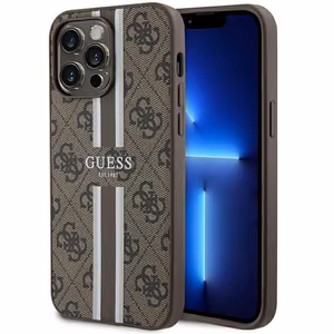 Guess 4G Printed Stripes MagSafe ümbris jaoks iPhone 15 Pro Max - brown