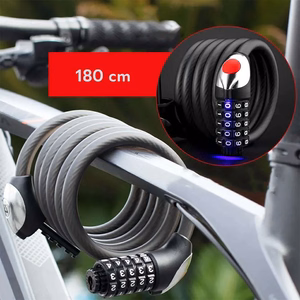 Rockbros RKS531 jalgratta lukk 5-kohalise koodiga, terastrossiga, 180 cm, LED-valgustusega - must