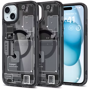 Spigen Ultra Hybrid Mag Ümbris with MagSafe jaoks iPhone 15 Plus - Dark hall (Zero One Pattern)