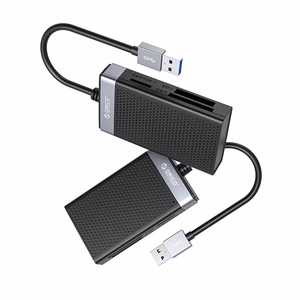 Orico CL4D-A3 mälukaardilugeja USB-A 3.0, SD/microSD/CF/MS, 5 Gbps – must ja hõbedane