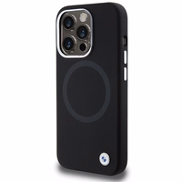 BMW Signature Liquid Silicone MagSafe ümbris jaoks iPhone 15 Pro Max - must