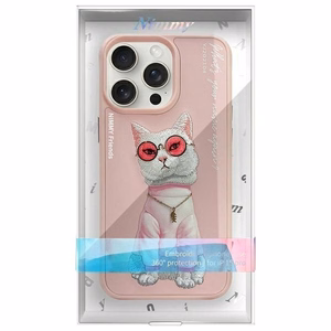 Nimmy Glasses Cool Cat Ümbris jaoks iPhone 15 Pro - Roosa