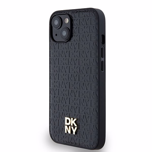DKNY Leather Monogram Pattern Metal Logo MagSafe Ümbris jaoks iPhone 15/14/13 - Must