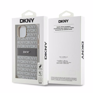 DKNY Leather Mono Stripe & Metal Logo ümbris jaoks iPhone 15 / 14 / 13 - beige