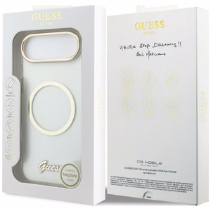 Guess IML Script Metal MagSafe Ümbris for iPhone Air - Clear