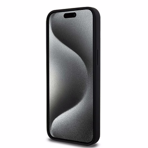 DKNY Liquid Silicone Valge Printed Logo MagSafe ümbris jaoks iPhone 15 Pro Max - must