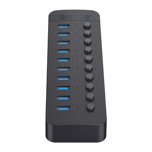 Orico CT2U3-10AB 10x USB-A 3.0 jaotur lülititega - must