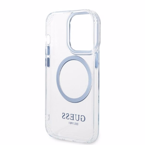 Guess Metal Outline MagSafe ümbris jaoks iPhone 14 Pro - sinine
