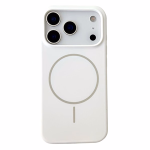 Valge magnetiline kukkumiskindel vedelsilikoonist ümbris iPhone 18 Pro / 17 Pro jaoks