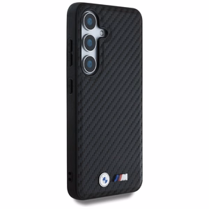 BMW Leather Carbon MagSafe Ümbris jaoks Samsung Galaxy S25 - must