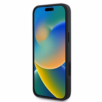 Guess Grained Kuldne Ring MagSafe ümbris jaoks iPhone 16 Plus - must