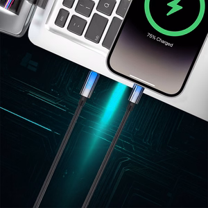 Blavec Kabel Velox pleciony - Typ C na Typ C - PD 100W 5A LED display 1,2 metra Apple CarPlay/Android Auto (CVE-CC5B12) black