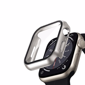 Crong Hybrid Watch Case integreeritud klaasiga kaitseümbris Apple Watch 40 mm kellale, Starlight värvitoonis