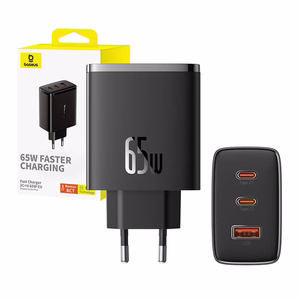 Wall laadija Baseus OS-Cube Pro 2xUSB-C + USB, 65W (must)