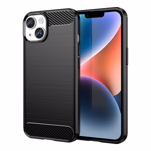 Carbon Case iPhone 14 Plus paindlik geeliga tagakate must