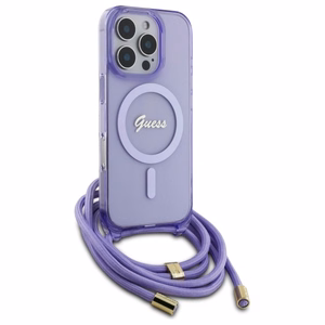 Guess Crossbody Cord Script MagSafe Ümbris jaoks iPhone 16 Pro Max - lilla