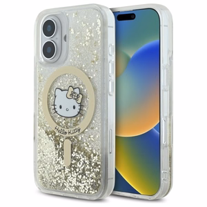 Hello Kitty Liquid Glitter Fever MagSafe iPhone 16 Ümbris - Kuldne