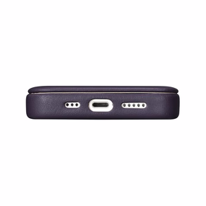 iCarer CE Premium Leather Folio Case iPhone 14 Plus Magnetic Flip Leather Folio Case MagSafe Dark Purple (WMI14220715-DP)