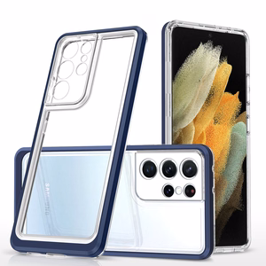 Clear 3in1 ümbris jaoks Samsung Galaxy S23 Ultra silicone cover with frame sinine