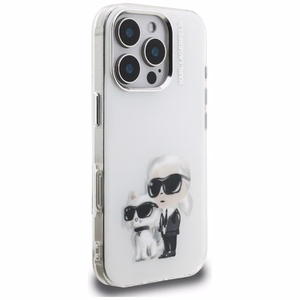 Karl Lagerfeld IML Aquarelle Karl & Choupette & Logo iPhone 16 Pro Ümbris - valge