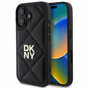 DKNY Quilted Stack Logo iPhone 16 Ümbris - Must