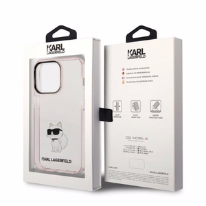 Karl Lagerfeld Ikonik Choupette ümbris jaoks iPhone 14 Pro Max - roosa