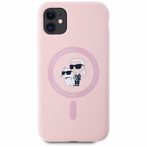 Karl Lagerfeld Silicone Karl&Choupette MagSafe iPhone 11 Ümbris - Roosa