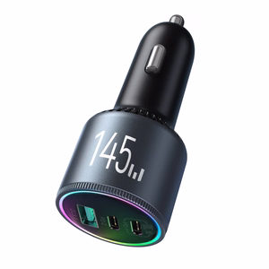Joyroom JR-CCN07 145W Автомобильное зарядное устройство 2xUSB-C USB-A + Кабель USB-C 100W - тёмно-серый