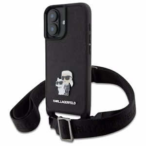 Karl Lagerfeld Saffiano Karl&Choupette Metal Pin CBDY Strap iPhone 16 Ümbris - must